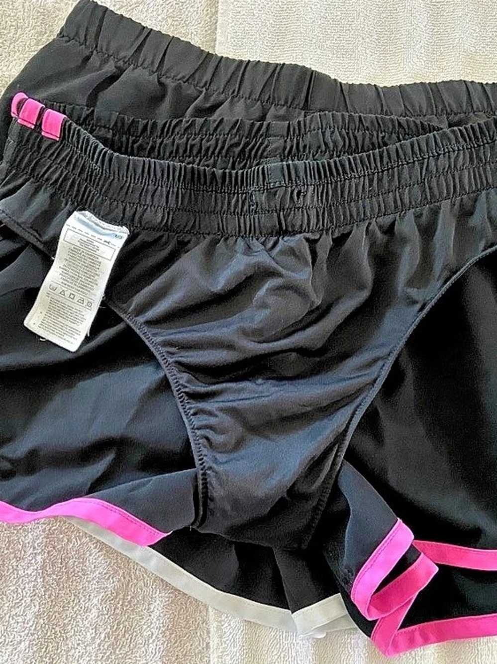 adidas Pacer 3-Stripes Woven Shorts Athletic Shorts Black & Pink Medium - Picture 5 of 8
